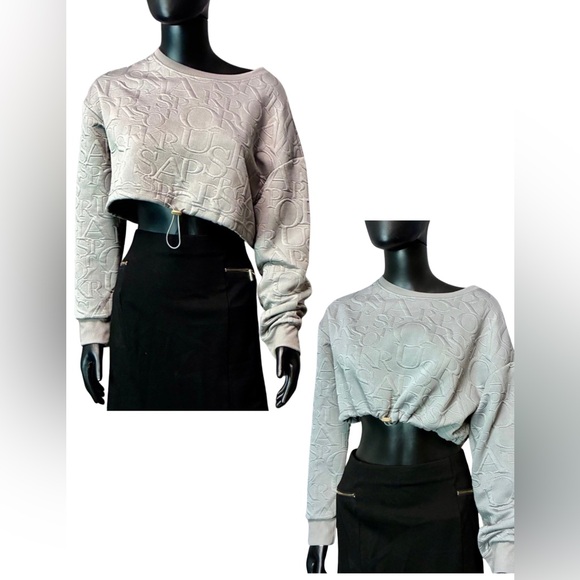 New Mix Tops - New Mix Light Gray adjustable waist crop top